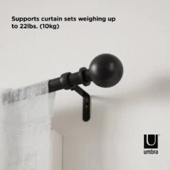 Umbra Bolas 1" Curtain Rod 72"-144"-Matte Black -Umbra 1255283 7