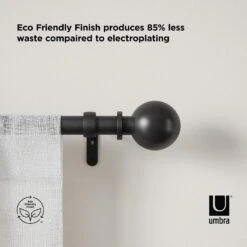 Umbra Bolas 1" Curtain Rod 72"-144"-Matte Black -Umbra 1255283 9