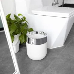 Umbra Chrome/White Bathroom Waste Basket -Umbra 330007872 AlternateImage1 l