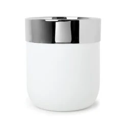 Umbra Chrome/White Bathroom Waste Basket