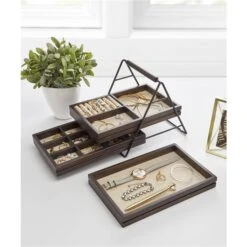 Umbra Terrace 7.75-in X 7-in X 10-in Black Walnut Jewelry Tray