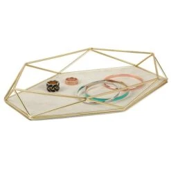 Umbra Prisma 1.57-in X 7.28-in X 11-in Matte Brass Jewelry Tray -Umbra 330008138 AlternateImage1 l