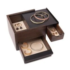 Umbra Mini Stowit 4.45-in X 6.10-in X 6.75-in Black Walnut Jewelry Box -Umbra 330008153 AlternateImage3 l