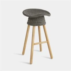 Umbra Coiled Counter Stool - Grey And Natural Wood - 27-in