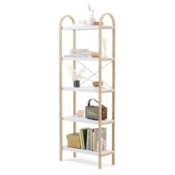 Umbra Bellwood 10.15-in D X 24-in W X 66.77-in H 5-Tier White And Natural Wood Freestanding Shelf 8 Umbra Bellwood 10.15-in D X 24-in W X 66.77-in H 5-Tier White And Natural Wood Freestanding Shelf -Umbra 331042238 AlternateImage1 l