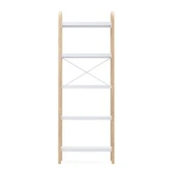 Umbra Bellwood 10.15-in D X 24-in W X 66.77-in H 5-Tier White And Natural Wood Freestanding Shelf 7 Umbra Bellwood 10.15-in D X 24-in W X 66.77-in H 5-Tier White And Natural Wood Freestanding Shelf -Umbra 331042238 AlternateImage2 l