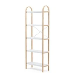 Umbra Bellwood 10.15-in D X 24-in W X 66.77-in H 5-Tier White And Natural Wood Freestanding Shelf 9 Umbra Bellwood 10.15-in D X 24-in W X 66.77-in H 5-Tier White And Natural Wood Freestanding Shelf -Umbra 331042238 MainImage 001 l