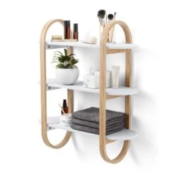 Umbra Bellwood 25.67-in L X 29.5-in H X 9.3-in D White And Natural Wood Wall Shelf -Umbra 331042242 AlternateImage1 l