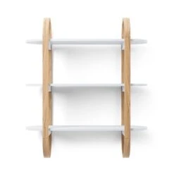 Umbra Bellwood 25.67-in L X 29.5-in H X 9.3-in D White And Natural Wood Wall Shelf