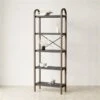 Umbra Bellwood 10.15-in D X 24-in W X 66.77-in H 5-Tier Black And Walnut Wood Freestanding Shelf