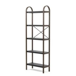 Umbra Bellwood 10.15-in D X 24-in W X 66.77-in H 5-Tier Black And Walnut Wood Freestanding Shelf -Umbra 331042257 MainImage 001 l