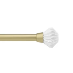 Umbra Pleat Stainless Steel Curtain Rod - Gold Finish And White Finials - 42 To 120-in -Umbra 56836167 L