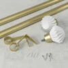 Umbra Pleat Stainless Steel Curtain Rod - Gold Finish And White Finials - 42 To 120-in