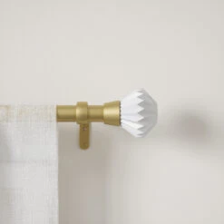 Umbra Pleat Stainless Steel Curtain Rod - Gold Finish And White Finials - 42 To 120-in -Umbra 56836167c L