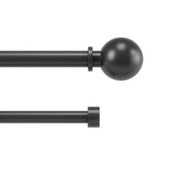 Umbra Bolas Double Adjustable Curtain Rod - Matte Black - 72 To 144-in